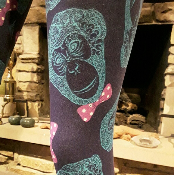 Lularoe Unicorn Rare Monkey Bow Tie leggings - Picture 3 of 5