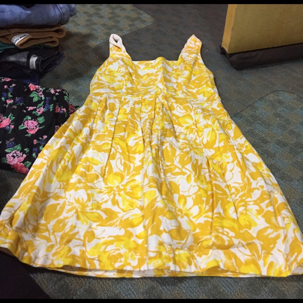 Yellow flower mini dress