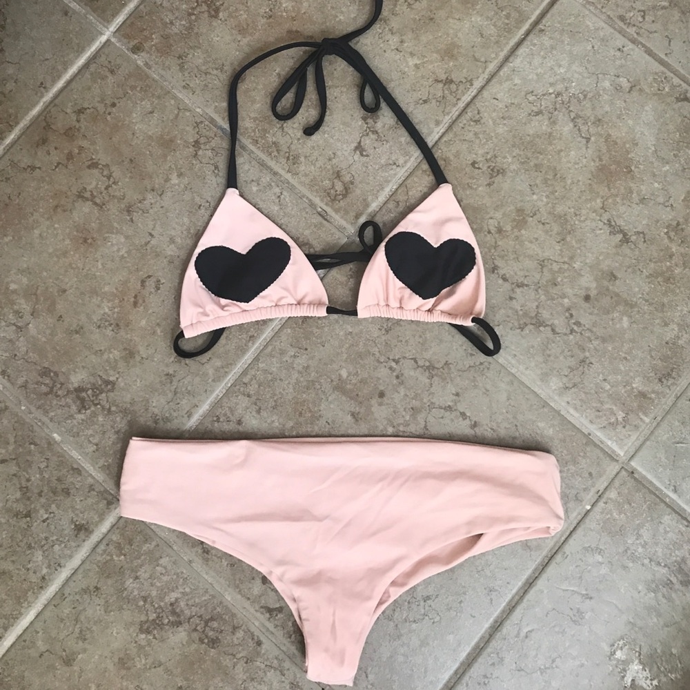Lolli small top medium bottom pink heart bikini