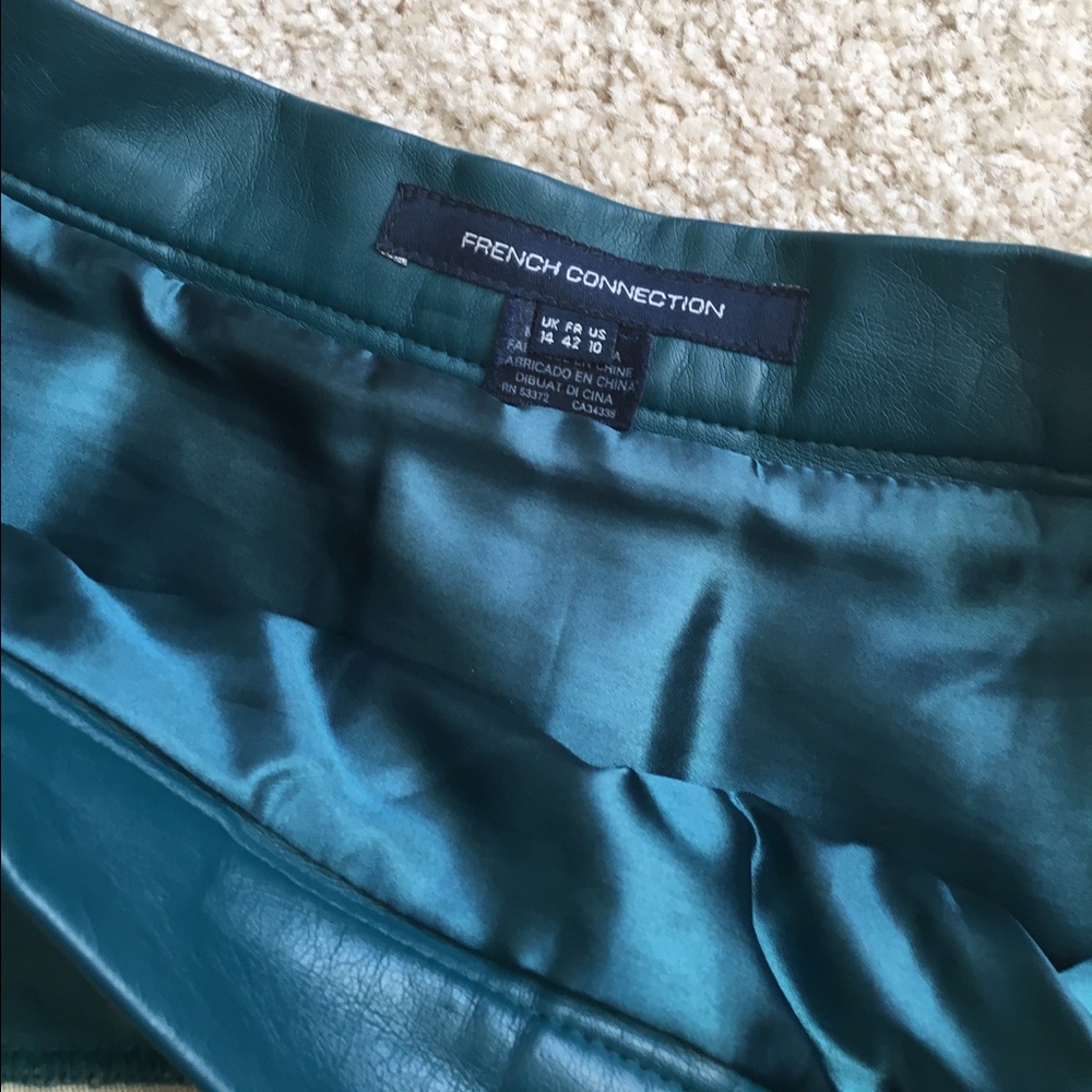 NWOT French Connection Teal Vegan Leather Skirt