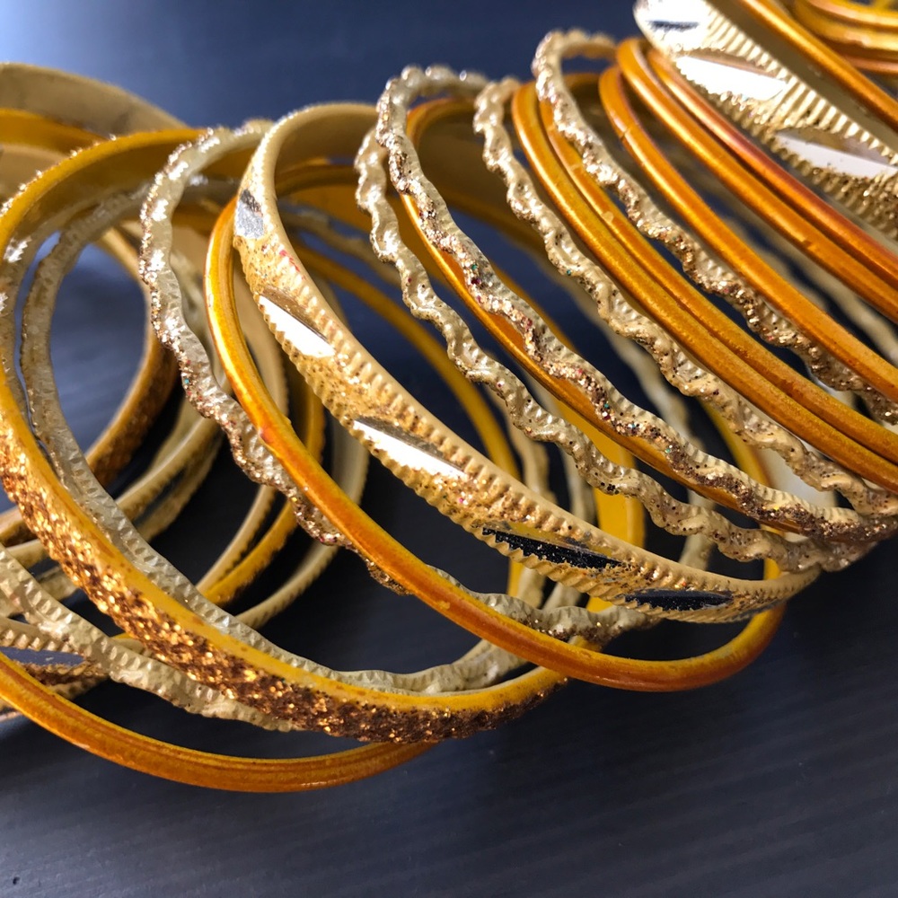 Authentic India Bracelets - Gold/Orange & Silver