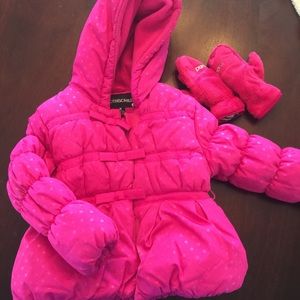 Toddler Girls Winter Coat and Gloves -3T