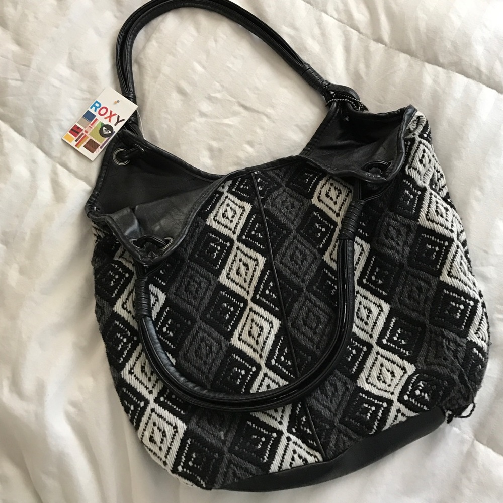 Roxy black, white, and gray purse