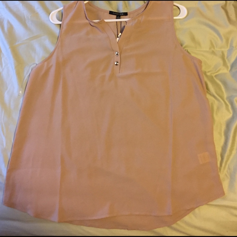 Papermoon Beige Tank Top with buttons