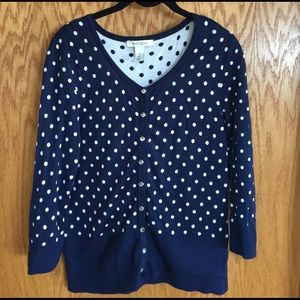 White House black market polka dot cardigan Sz L