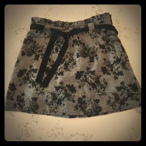 Grey and black floral skirt