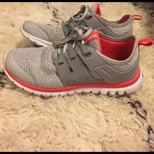 Reebok grey and coral sneakers
