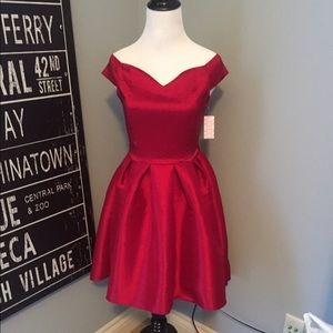 Apple Red Satin Cocktail Dress