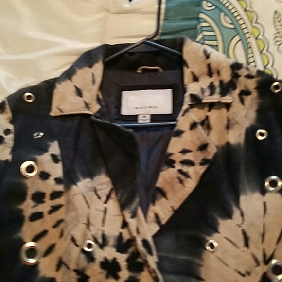 All suede tie die navy and cream coat - Picture 1 of 3