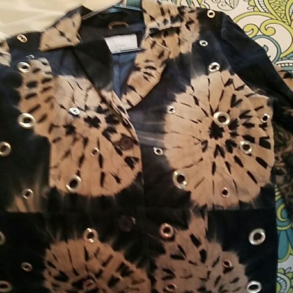 All suede tie die navy and cream coat - Picture 2 of 3