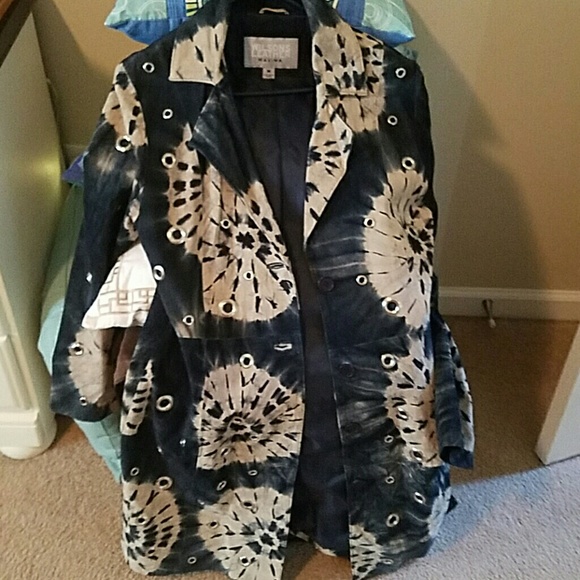 All suede tie die navy and cream coat - Picture 3 of 3