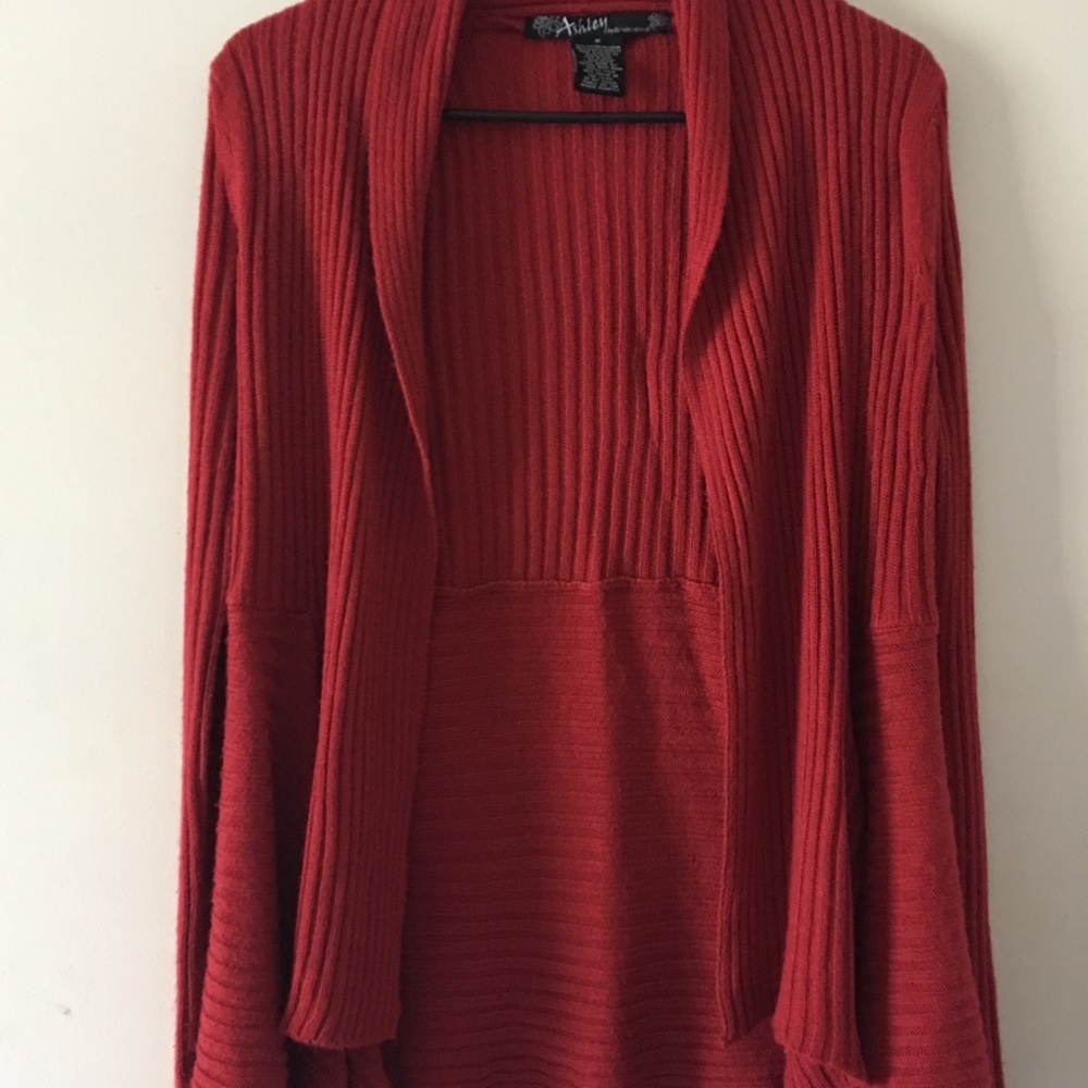 Red cardigan