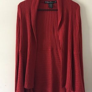 Red cardigan