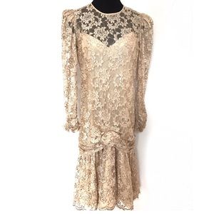 Vintage Dresses - Vintage Drop Waist Lace Dress Vintage Dresses - Vintage Drop Waist Lace Dress