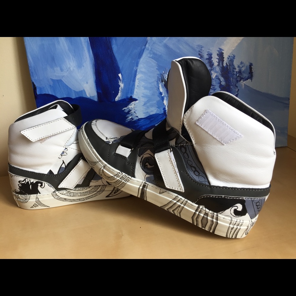 Versace Collection Men's Leather Hi Top Sneakers