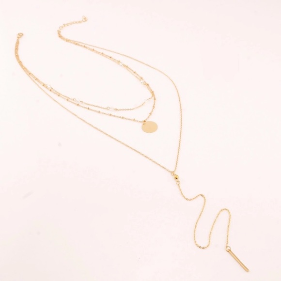 Simple Gold 3-Layered Necklace - Picture 3 of 4