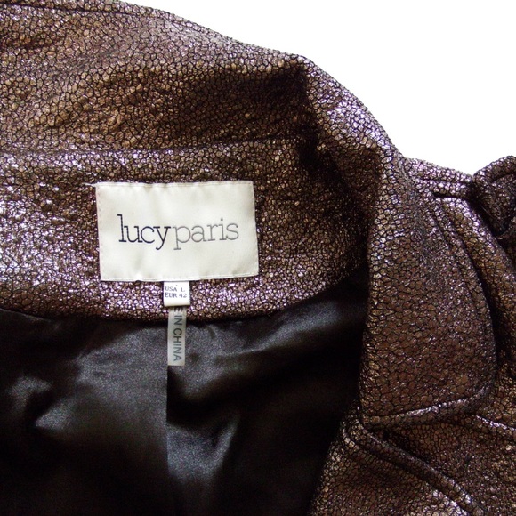 Lucy Paris Metallic Sleeveless Moto Vest Large - Picture 3 of 6