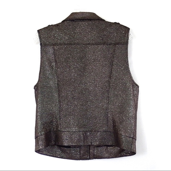 Lucy Paris Metallic Sleeveless Moto Vest Large - Picture 2 of 6