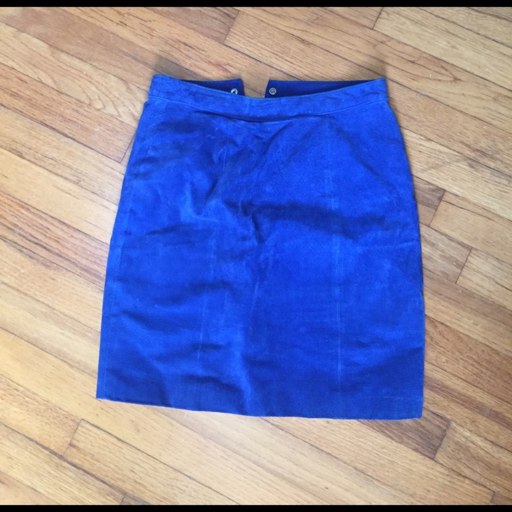 Electric blue leather pencil skirt