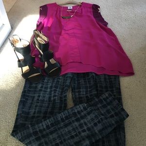 Cabi printed denim Sz 8 curvy