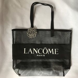 Lancôme large mesh tote logo black beach bag new