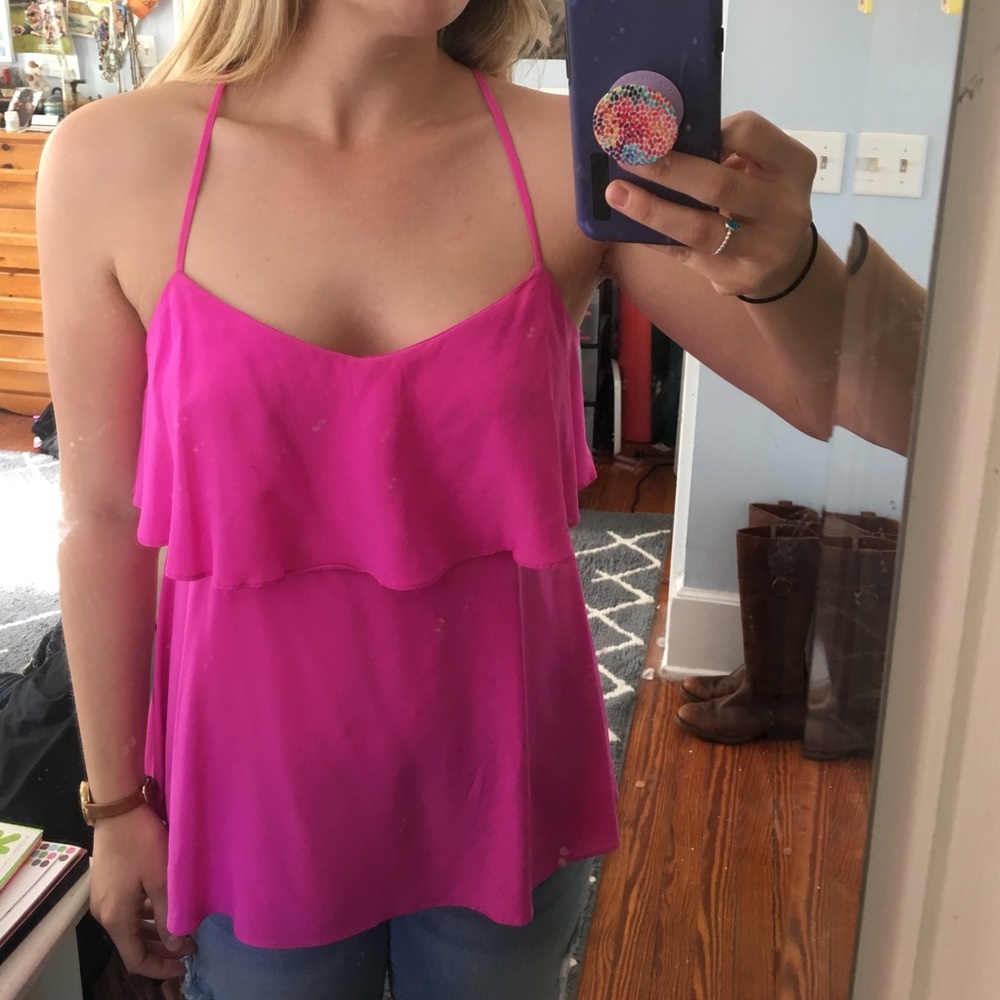 Lilly Pulitzer Silk Hot Pink Blouse 💕