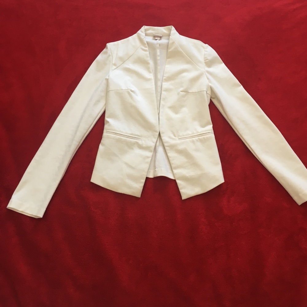 White open front ponte knit blazer XS