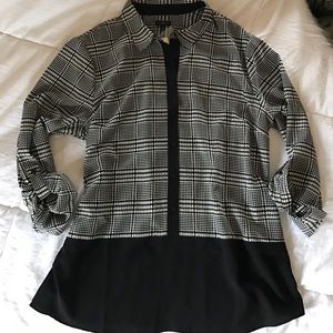 Talbots houndstooth blouse XL polyester NWT chic