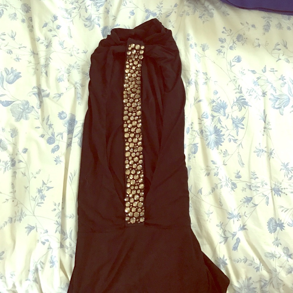Jeweled back high neck top