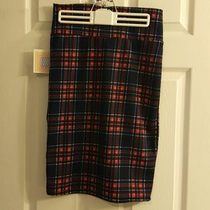 LuLaRoe Cassie skirt (Navy, red, and white plaid)