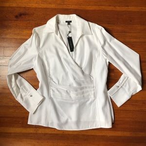 NWT white Talbots classic blouse chevron size 16