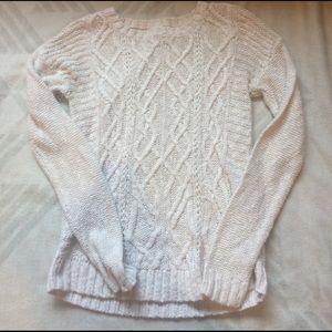 White cable knit sweater