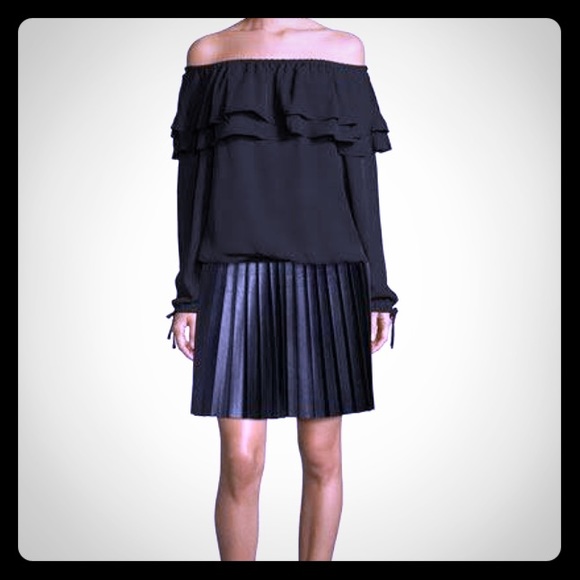HP⭐️MICHAEL KORS BLACK MICRO-pleated BLK skirt L - Picture 2 of 8