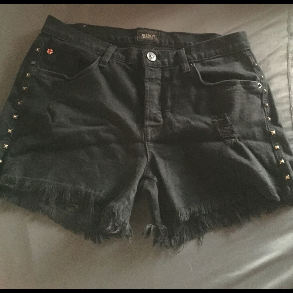 Hudson black studded shorts