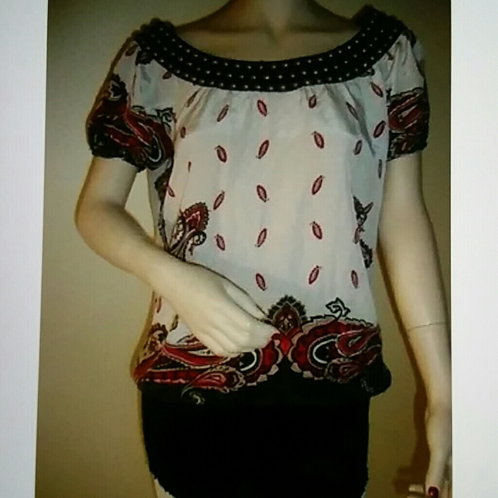 New bebe lavish paisley tunic top blouse size S
