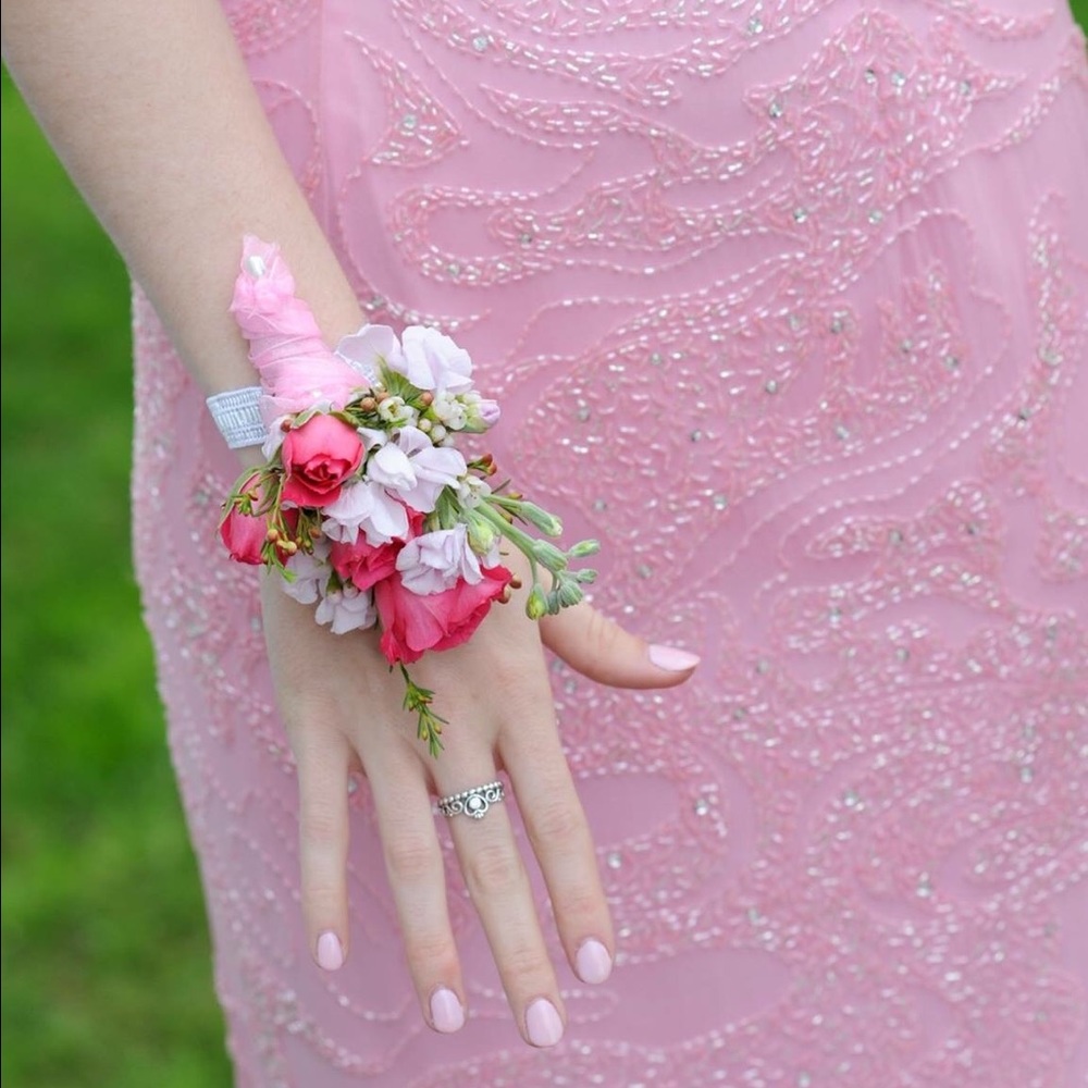 Pink Beaded Prom Dress
