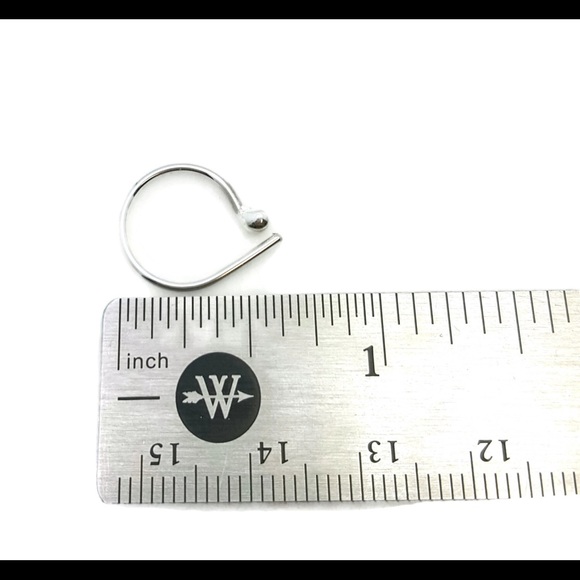 Small Sized 1/2” 925 Sterling Silver Ball End Sleeper Hoop Earrings with a Tail - Picture 3 of 7