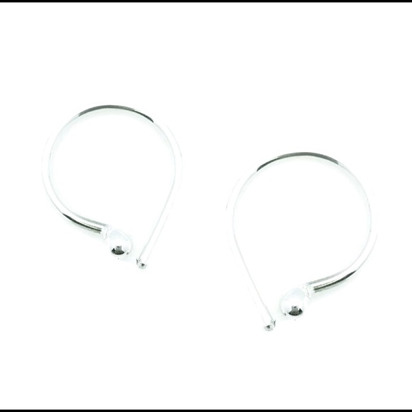 Small Sized 1/2” 925 Sterling Silver Ball End Sleeper Hoop Earrings with a Tail - Picture 4 of 7