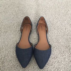 Denim color pointy flats size 9.5