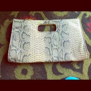 Snake print large faux leather very large clutch