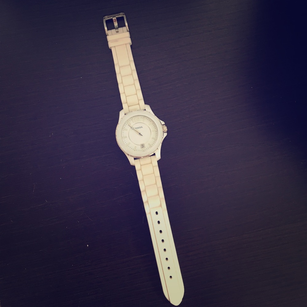White Fossil Watch