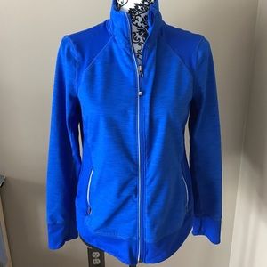 Blue zip up dri fit style jacket.