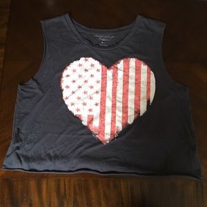 American Flag Heart Muscle Tee