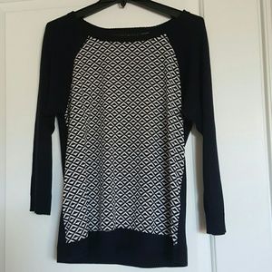 Ivanka Trump Navy and white patterned top