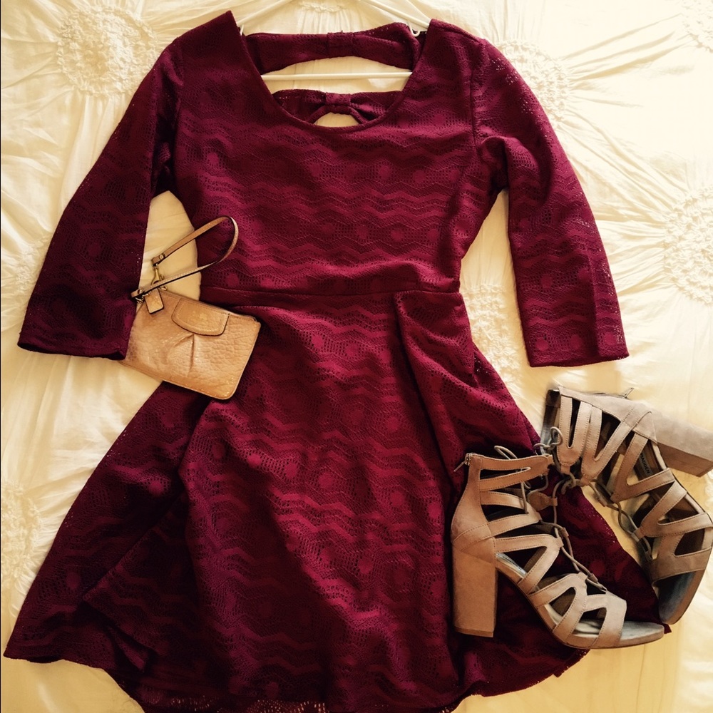 Dark red lace dress
