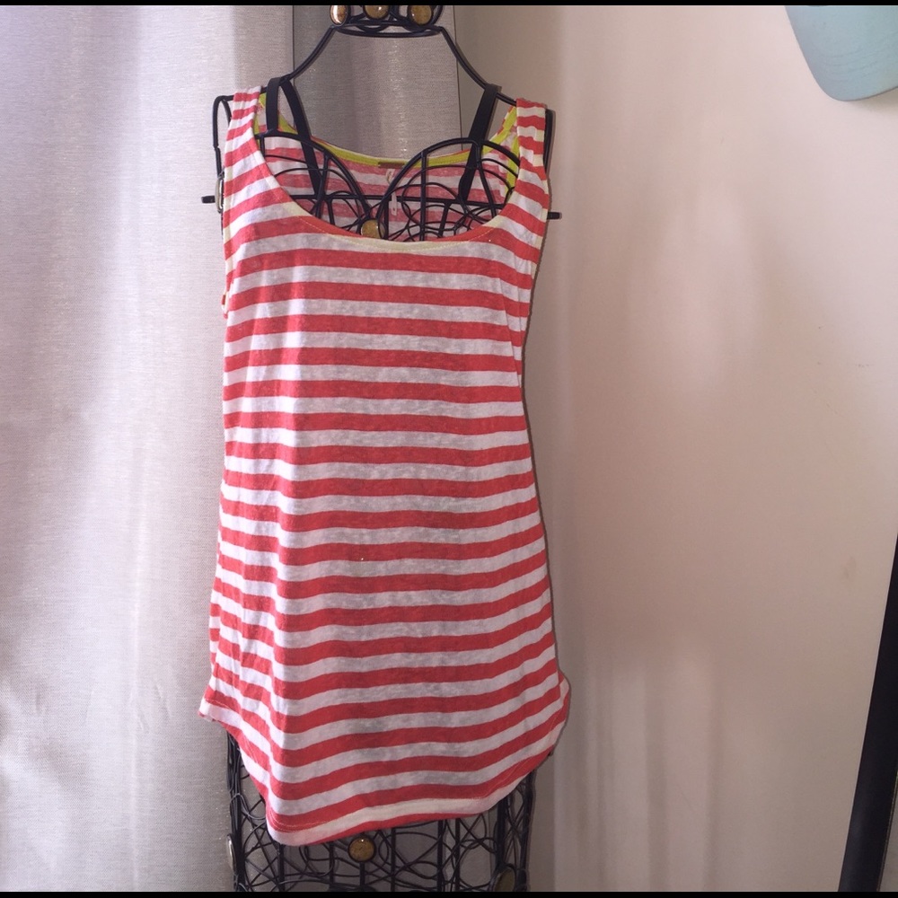 Orange and white tank