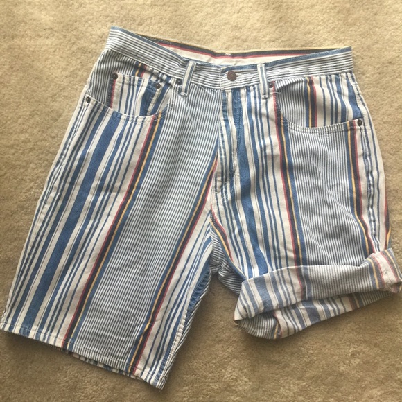 SOLD - 90s vintage striped denim bermuda shorts - Picture 2 of 6