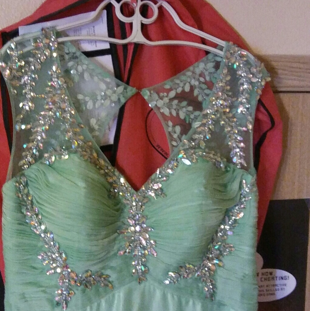 SOLD Mint Green Chiffon Prom Dress