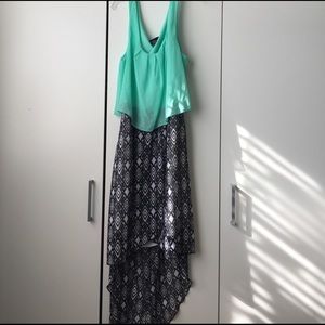 Beautiful blue open back long flowy dress.