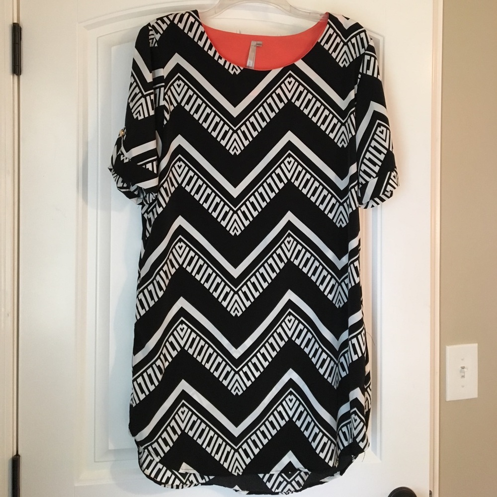 Black and white shift dress